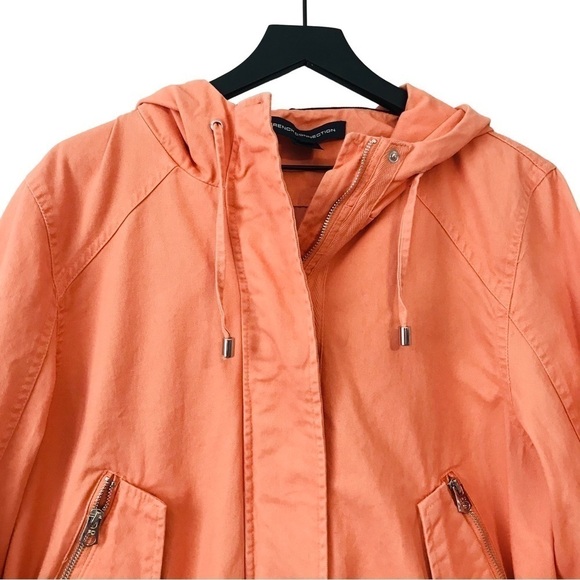 New! French Connection Cotton Bomber Peach Hooded Jacket - Picture 4 of 12